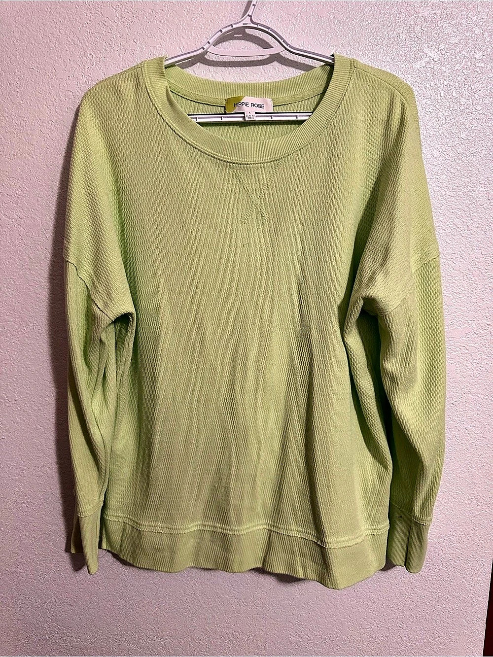 Hippie Rose Green Textured Long Sleeve Size Large